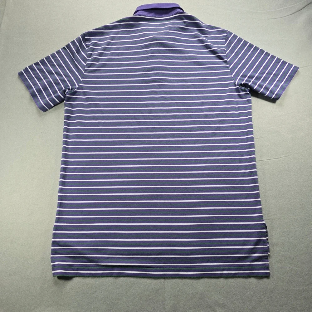 Polo Golf Ralph Lauren Mens Large Purple Striped Performance Pima Cotton Polo